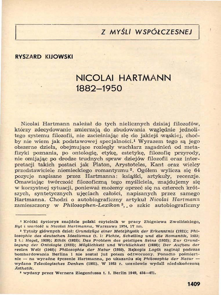 Hartmann N. - Najważniejsze Problemy Etyki | PDF