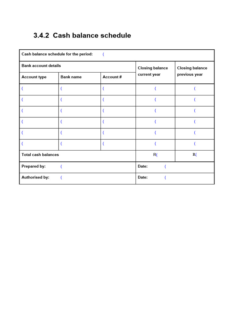 Cash Balance Schedule Overview | PDF