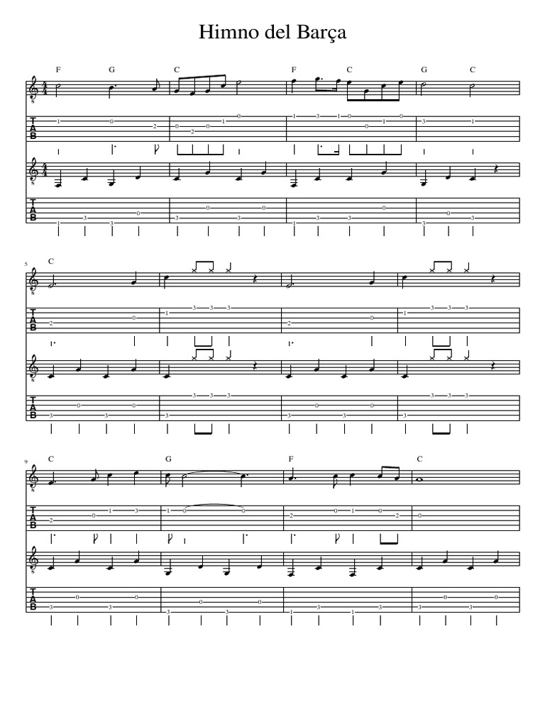Letra y Partitura del Himno del Barça | PDF