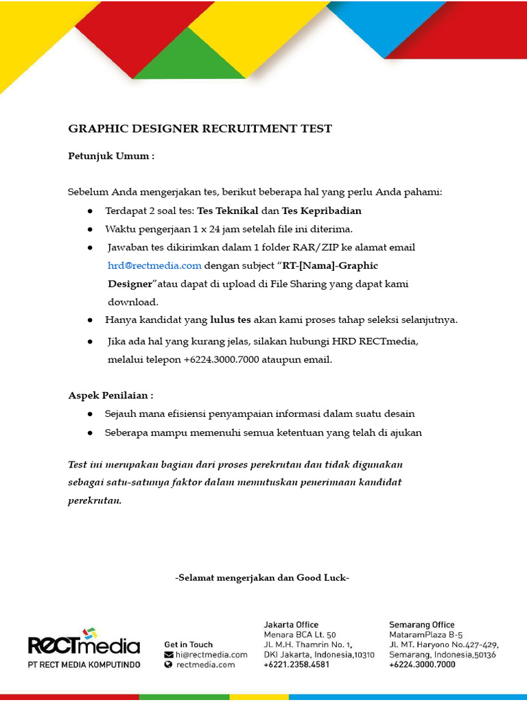 Ujian Rekrutmen Desainer Grafis | PDF | Karier & Perkembangan | Bisnis
