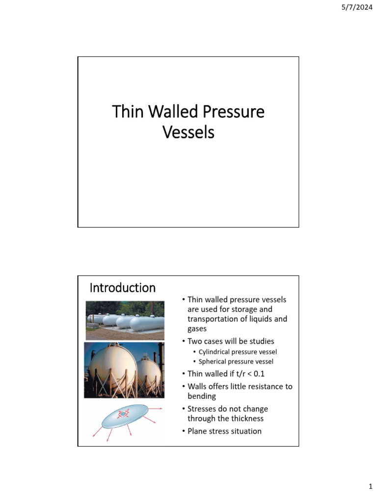 Thin Walled Pressure Vessels Analysis | PDF | Pressure | Statistical ...