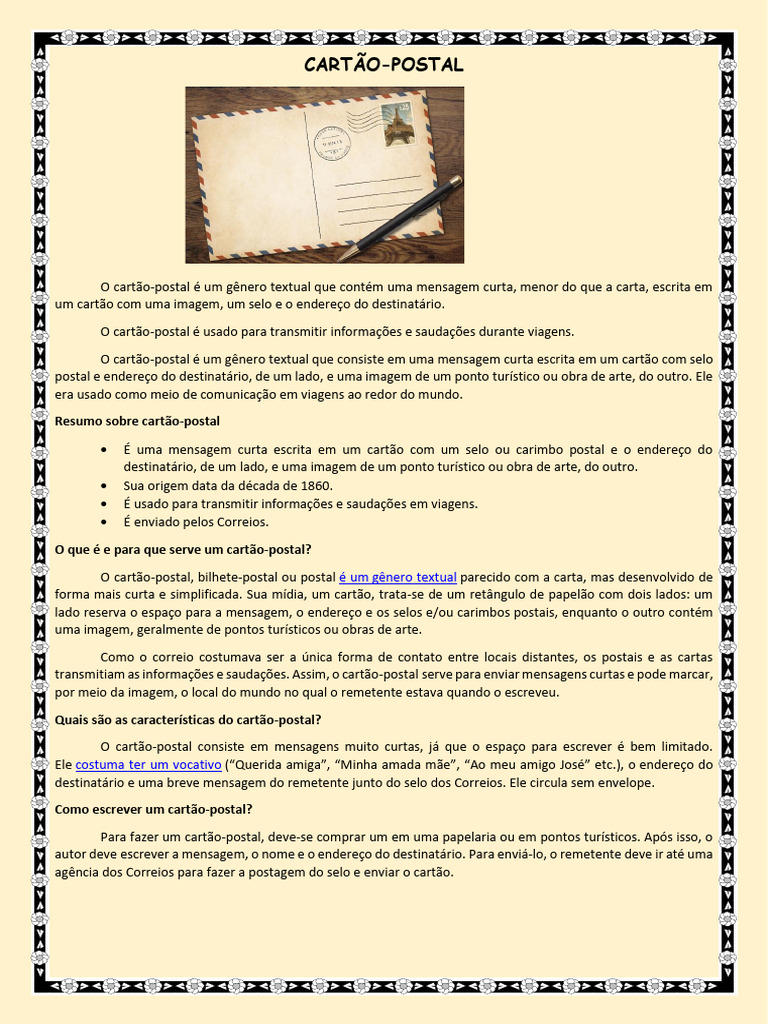 Como Escrever um Cartão-Postal | PDF | Clássicos