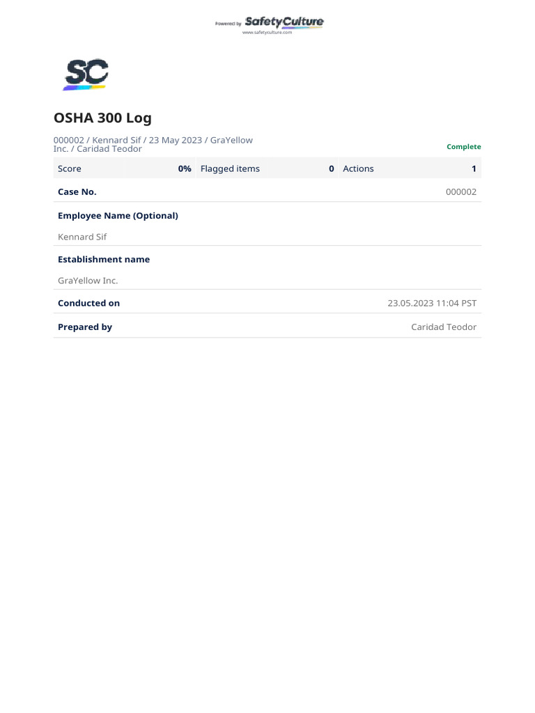 Osha form 300 pdf workplace labor relations