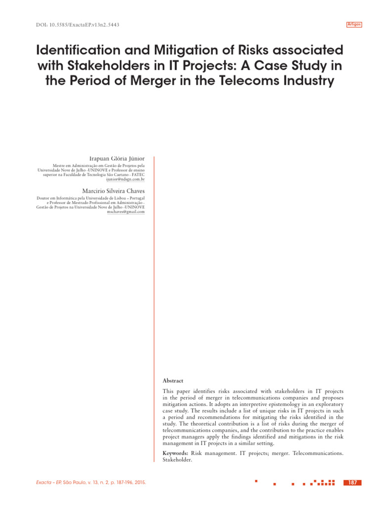 Identification and Mitigation of Risks Associated With Stakeholders in ...