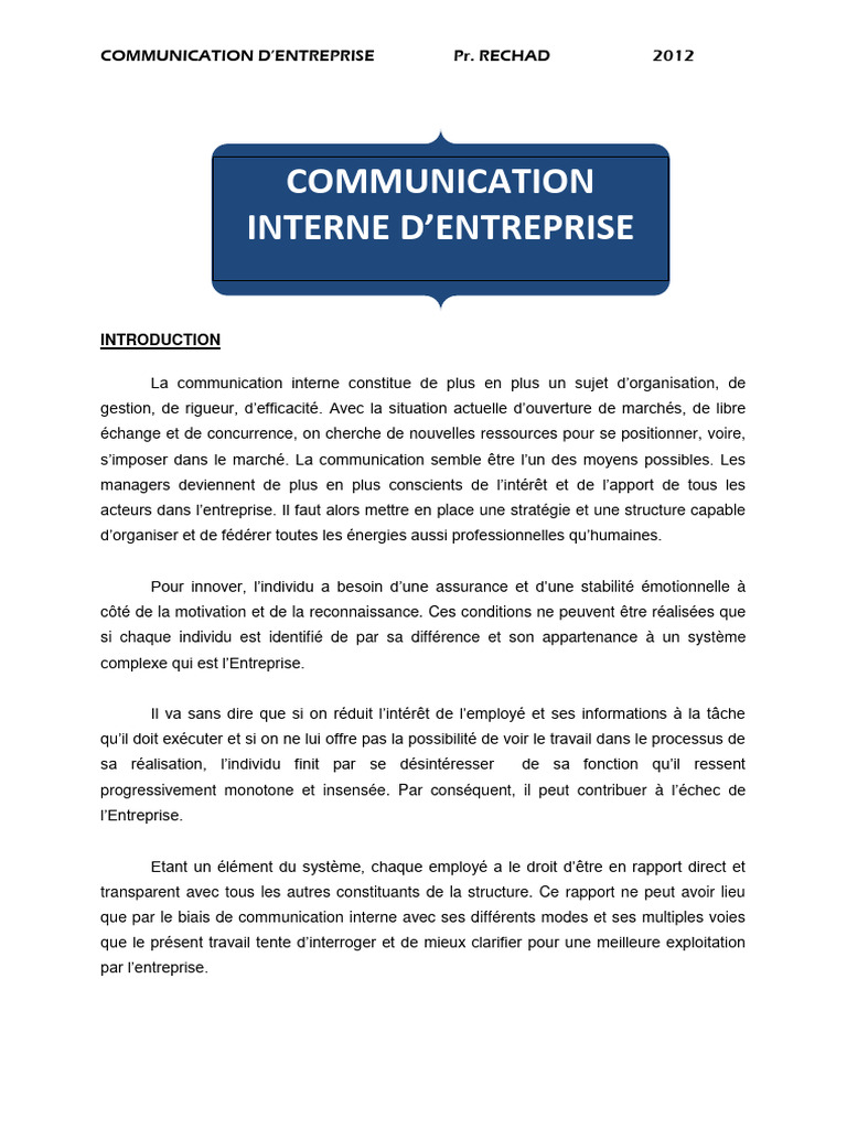 Stratégies de Communication Interne | PDF | la communication | Business