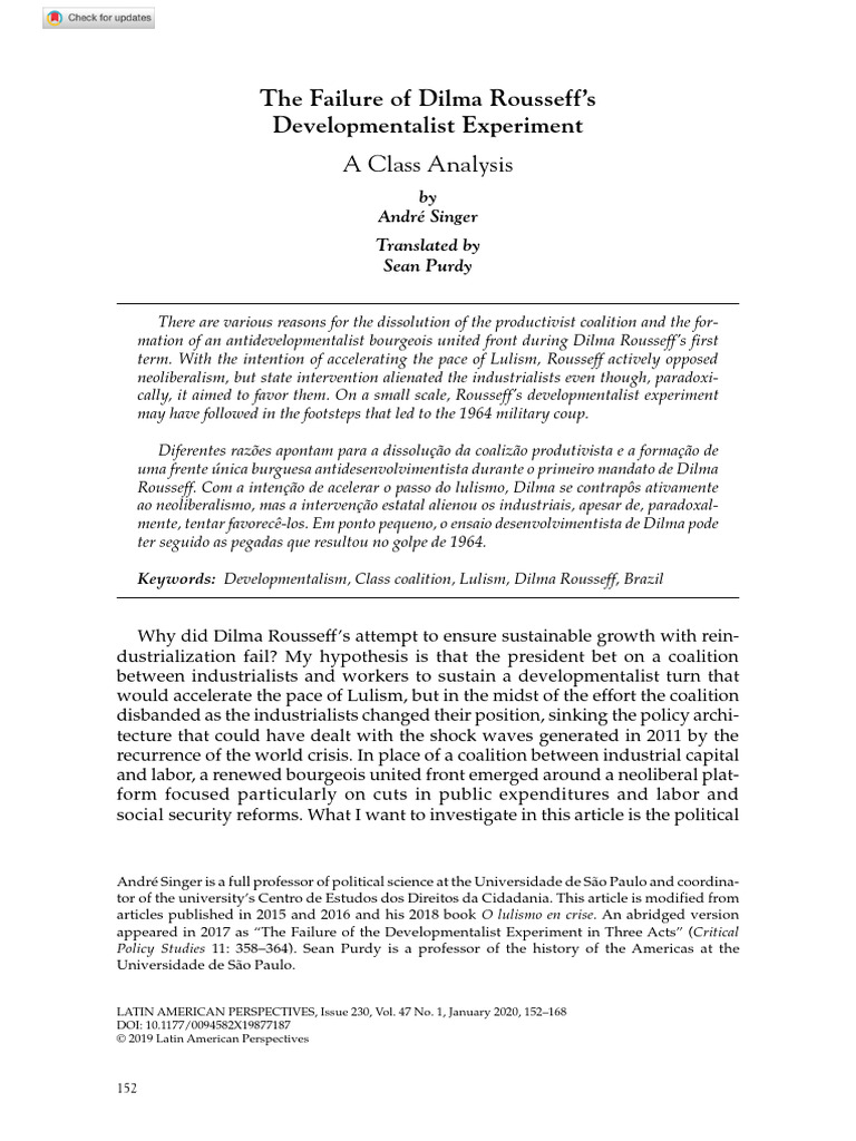 Dilma Rousseff's Developmentalism Failure | PDF | Full Employment ...