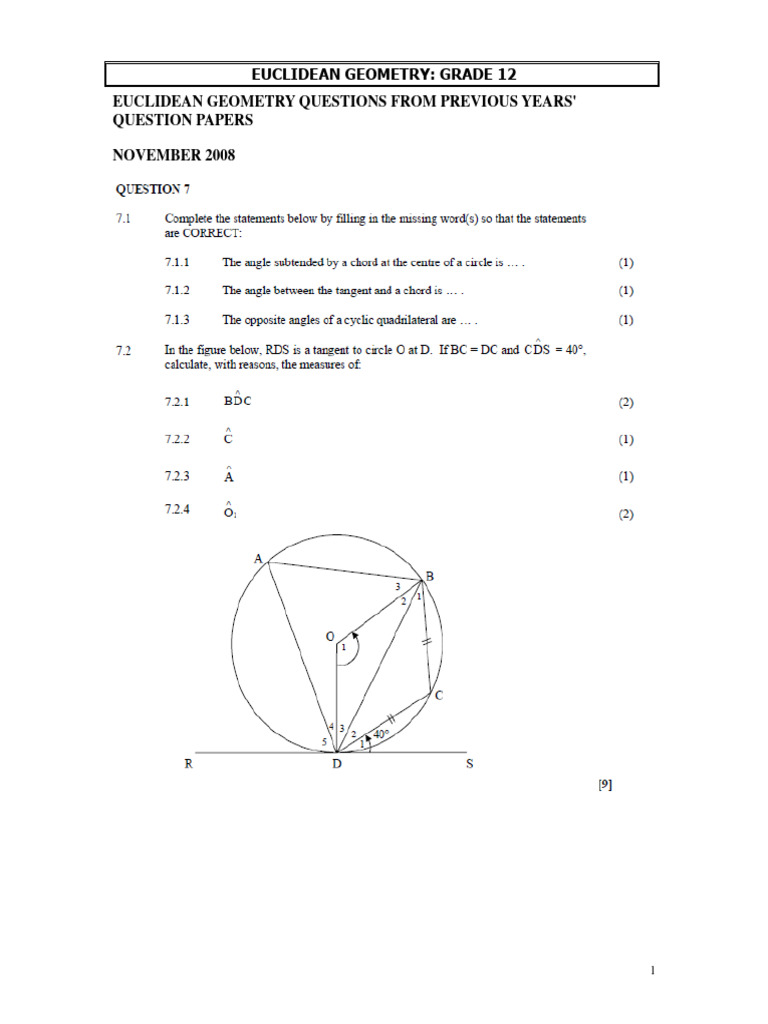 Euclidean Geometry Revision Papers | Download Free PDF | Geometry ...