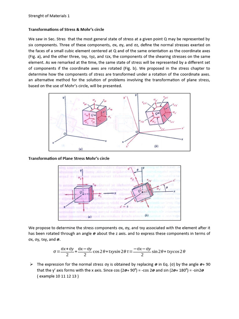 Transformations of Stress | PDF | Stress (Mechanics) | Coordinate System