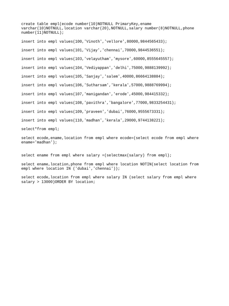 SQL Employee Database Queries | PDF