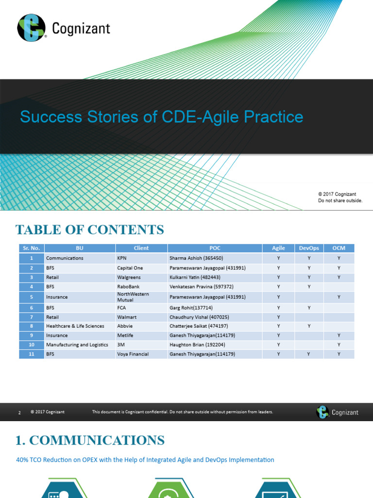 Success Stories of Cognizant Agile CoE 2017 | PDF | Agile Software ...
