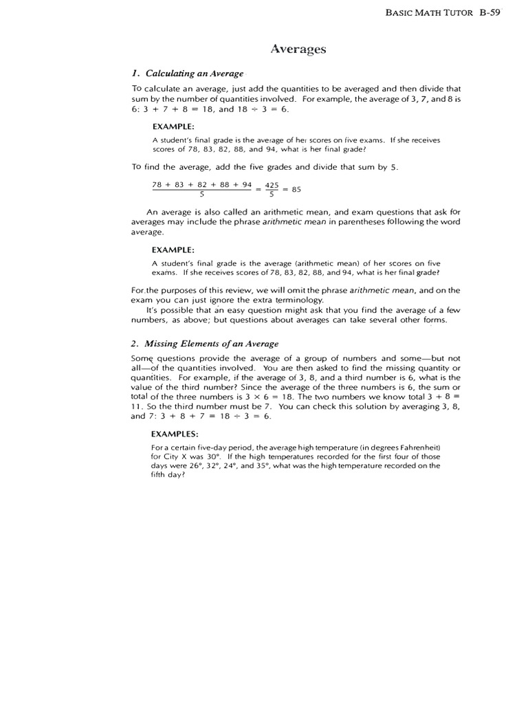 Exercise 6 averages pdf average mean