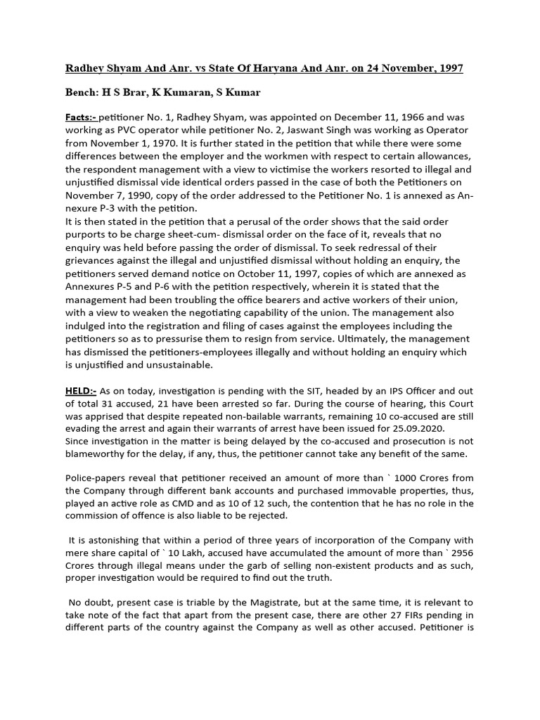 Case Brief | PDF | Bail | Crime & Violence