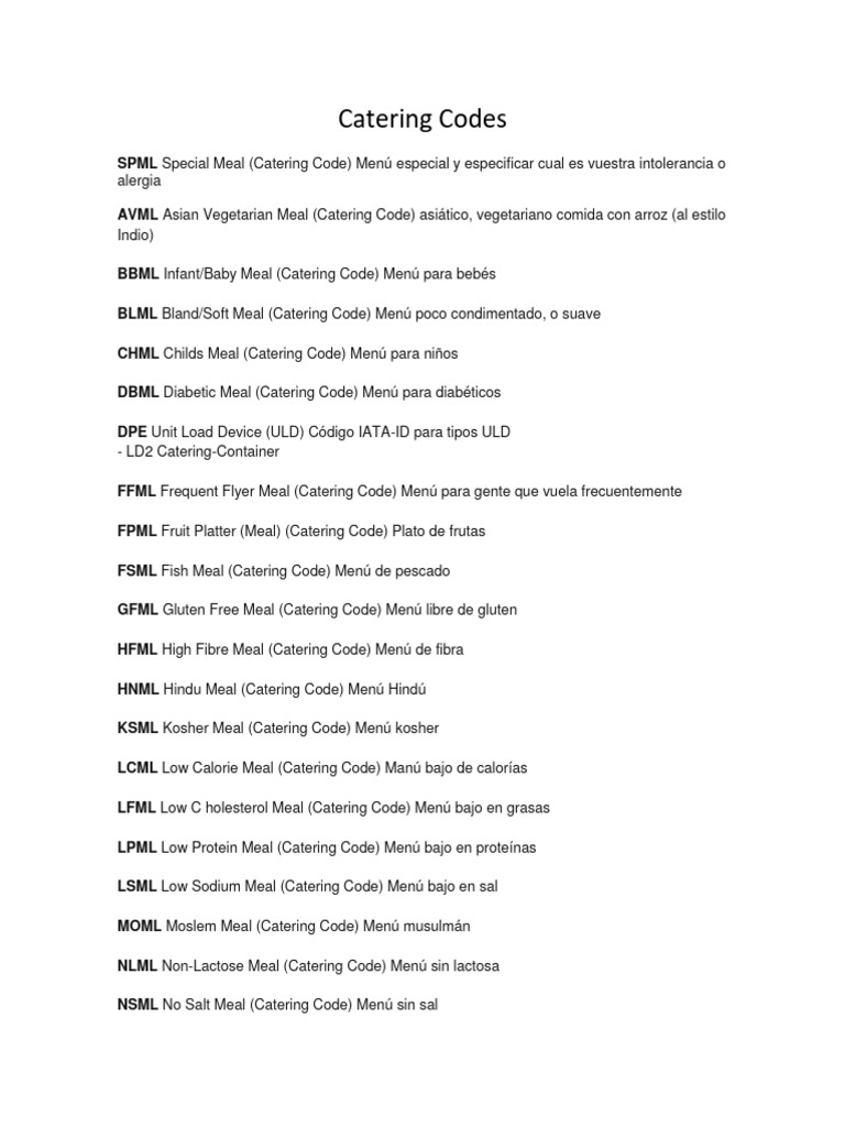 Catering Codes PDF
