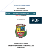 Ordenanza Sobre Espectáculos Públicos Del Municipio José Félix Ribas Del Estado Aragua. Gaceta Municipal Extraordinaria #547 (31-10-2000)