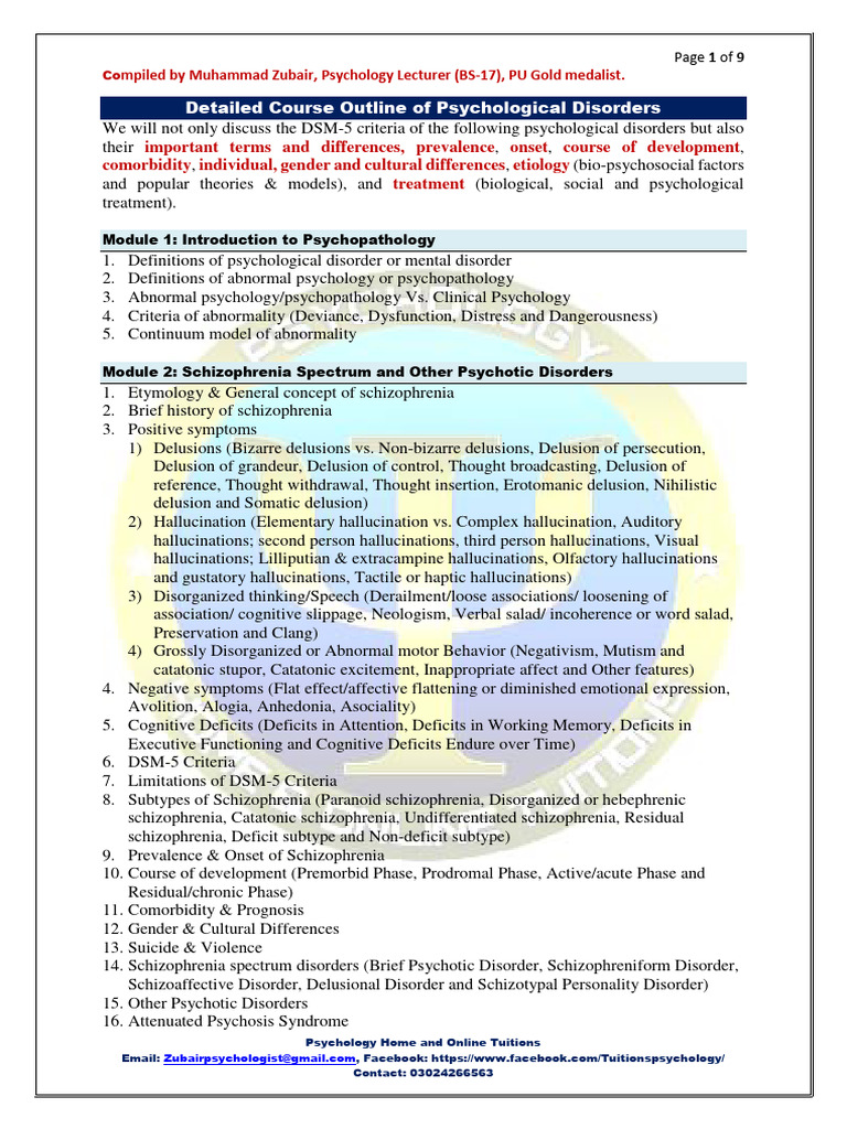Comprehensive Guide to Psychological Disorders | PDF | Schizophrenia ...