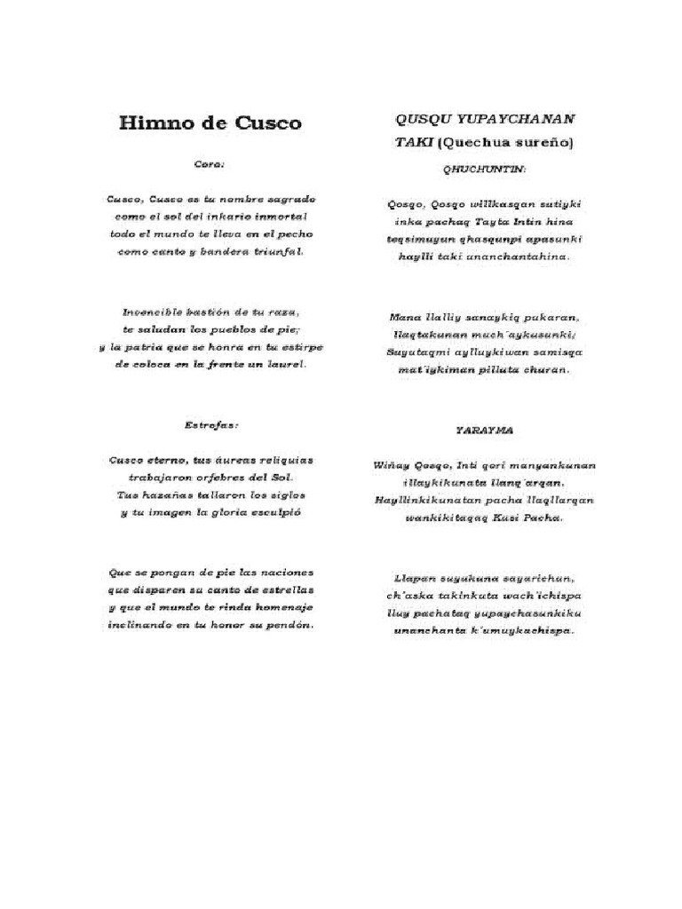 Himno al Cusco | PDF