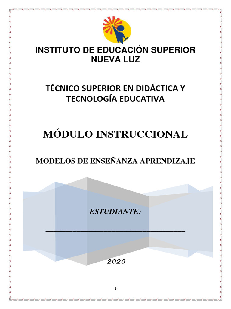 Modulo De Modelo De Ensenanza Aprendizaje Pdf Aprendizaje