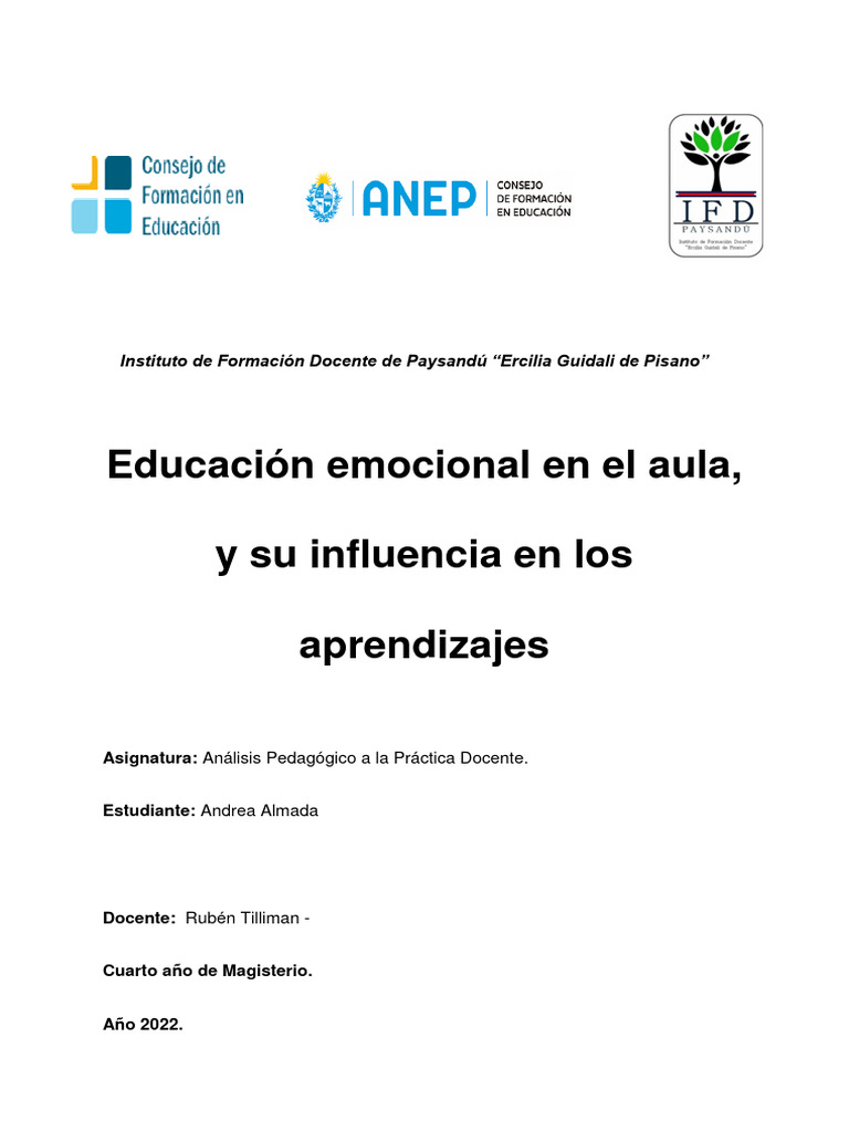 Educación Emocional y Aprendizaje Infantil | PDF | Las emociones ...
