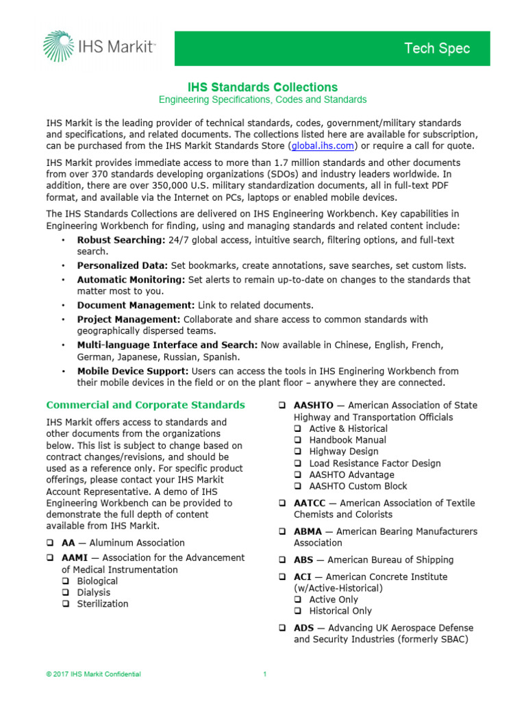 IHS Standards Collections Overview | PDF | Metals | Secondary Sector Of ...