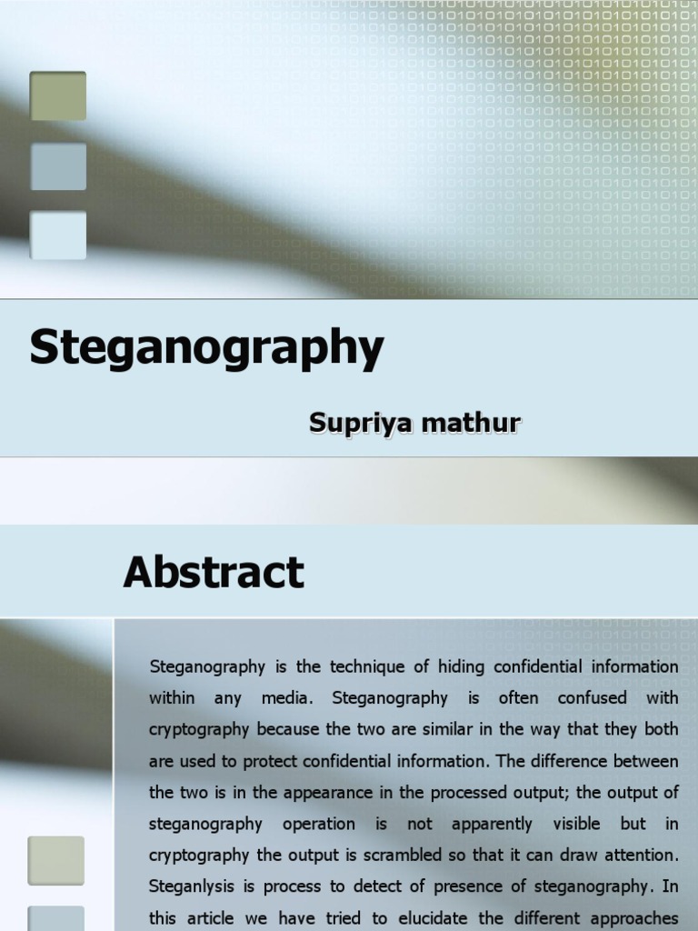 Steganography: Supriya Mathur | PDF | Cryptography | Computer Security