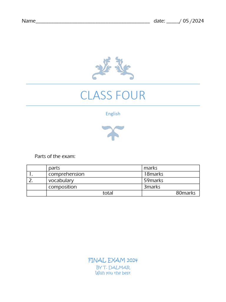 Class Four English Pdf Reading Comprehension Learning Methods