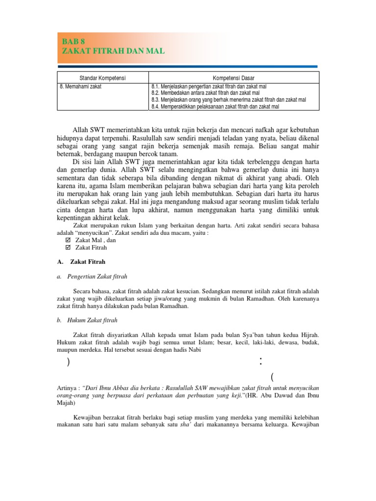 08 Zakat Fitrah Dan Mal Pdf