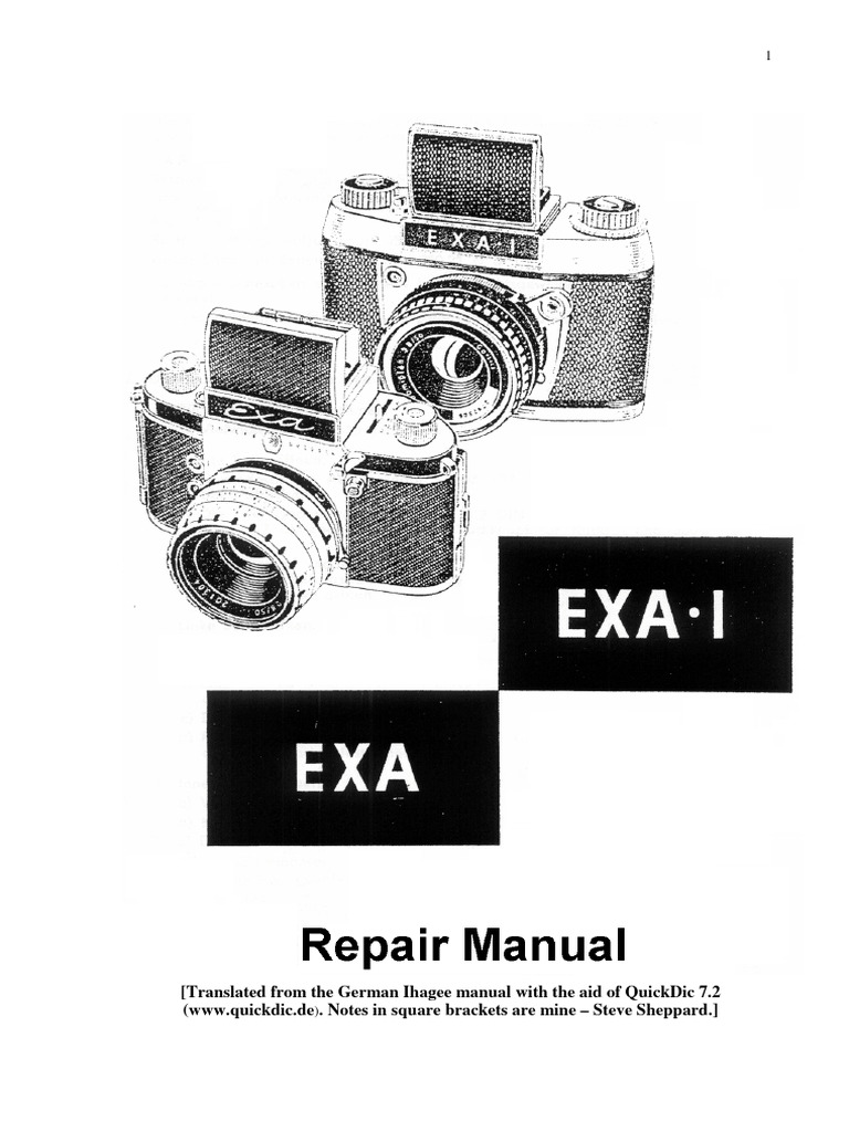 EXA Camera Repair Manual | PDF | Camera | Shutter (Photography)