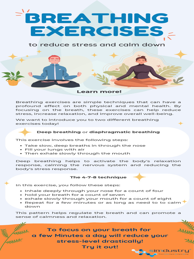 Breathing Exercises Infographic | PDF | Breathing | Relaxation (Psychology), image size:768x1024