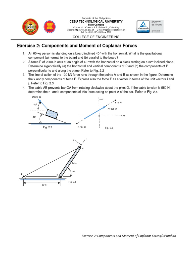Coplanar Forces: Components & Moments | PDF | Force | Euclidean Vector