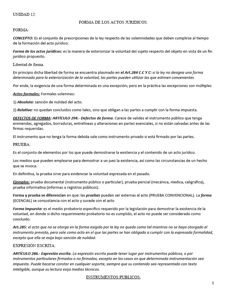 Forma y Validez de Actos Jurídicos | PDF
