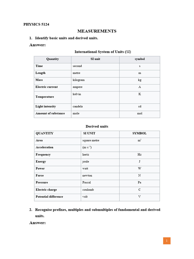 Understanding SI Units and Measurement Techniques | PDF | Force ...