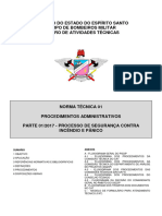 NT 01 - Proced. Adm. - Parte 1 - Processo de Segurança Contra Incêndio e Pânico - 2017