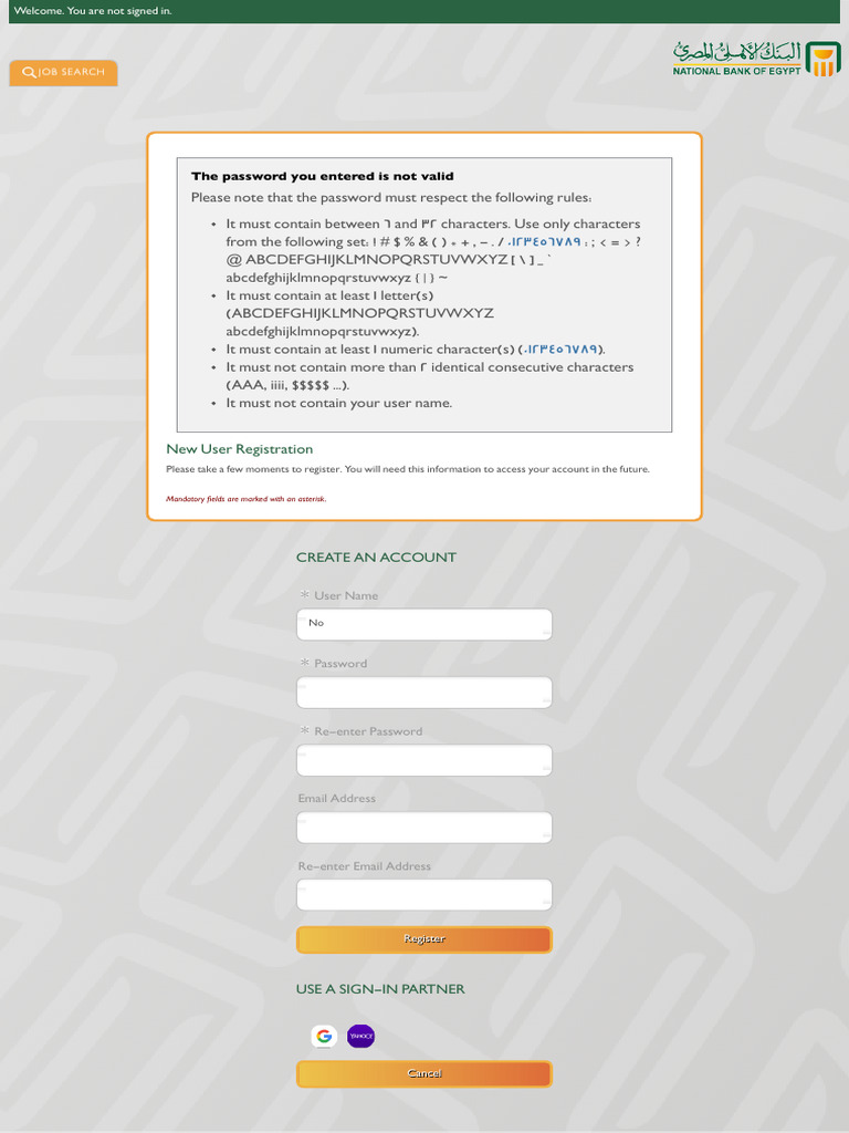 Password Requirements for Registration | PDF