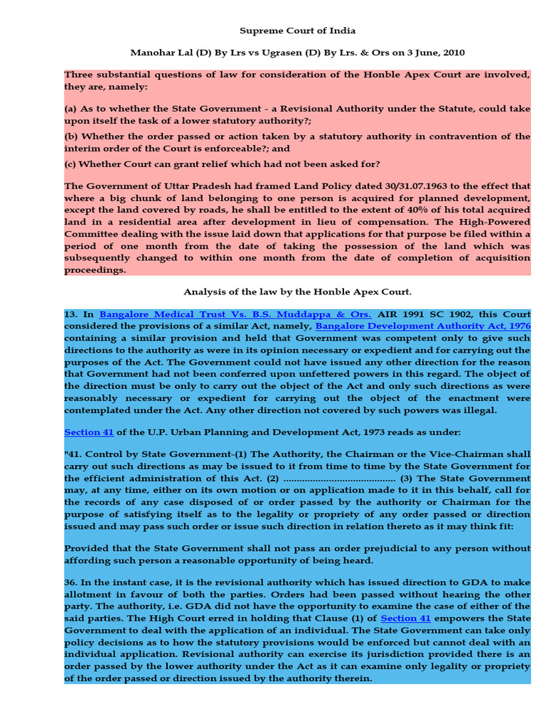 Case Analysis Manohar Lal by Haq & Associates. PDF Appeal Supreme