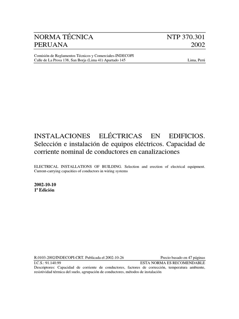 NTP Instalaciones Electricas en Edificios | PDF