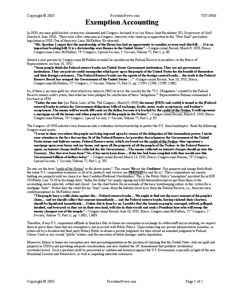 Exemption Accounting | PDF | Finance & Money Management | Politics