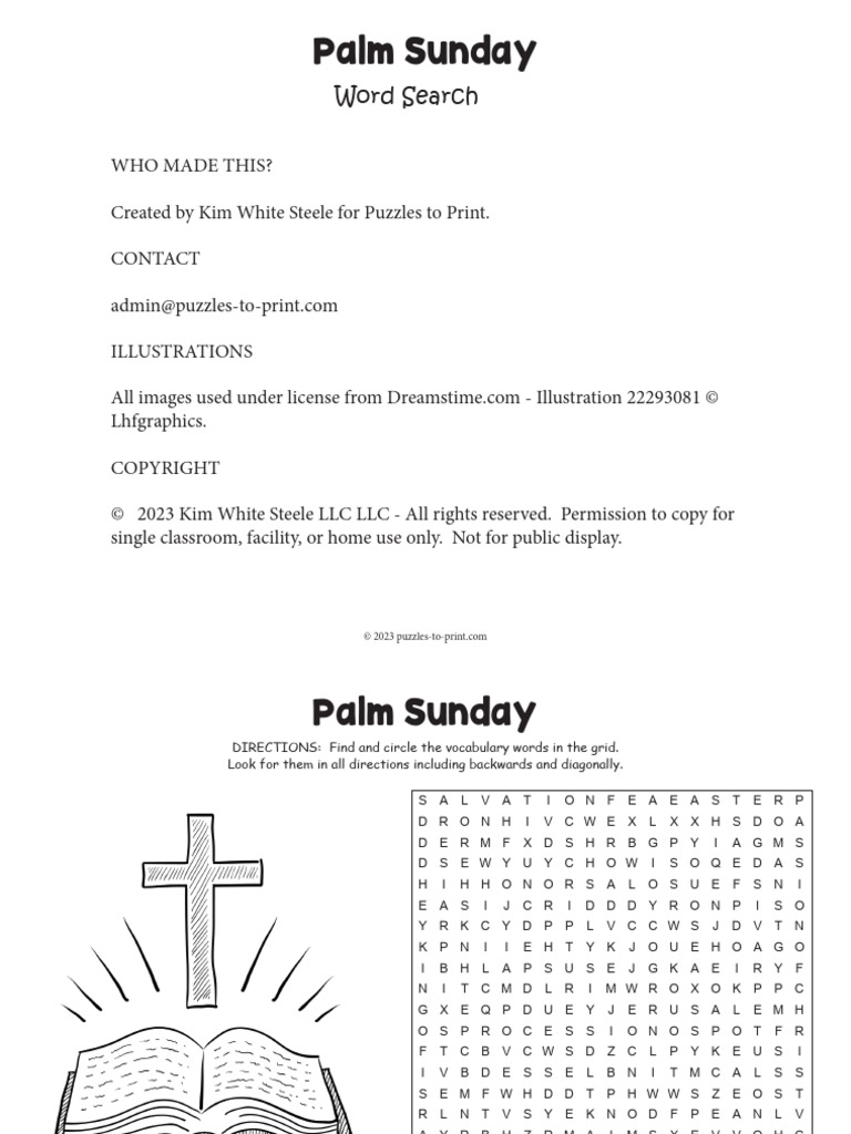 Palm Sunday Word Search | PDF | Word Search | Business Law