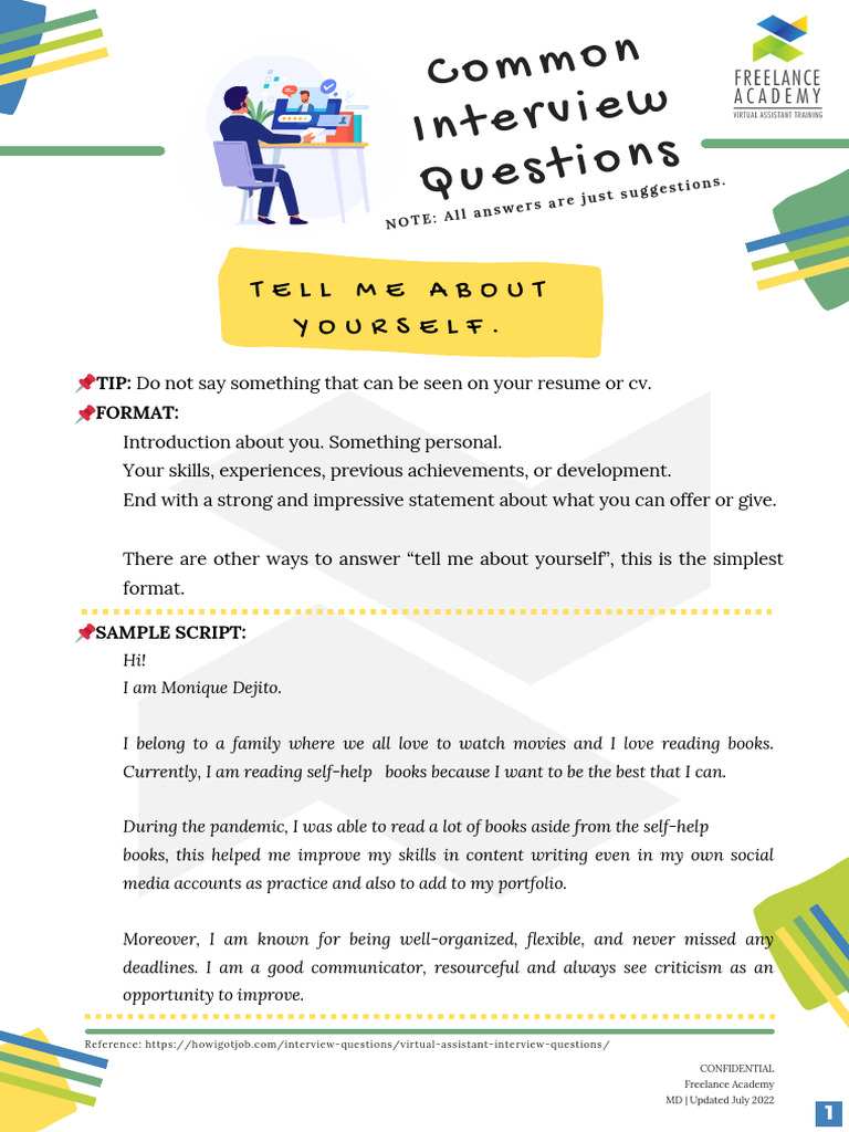 1 VA Freelancer Common Interview Questions | PDF | Time Management ...
