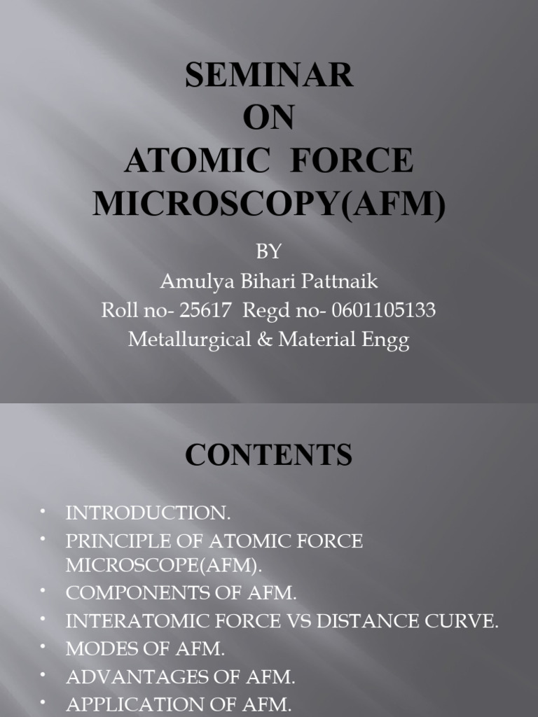 Overview of Atomic Force Microscopy | PDF | Atomic Force Microscopy ...