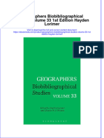 Full Ebook of Geographers Biobibliographical Studies Volume 33 1St Edition Hayden Lorimer Online PDF All Chapter