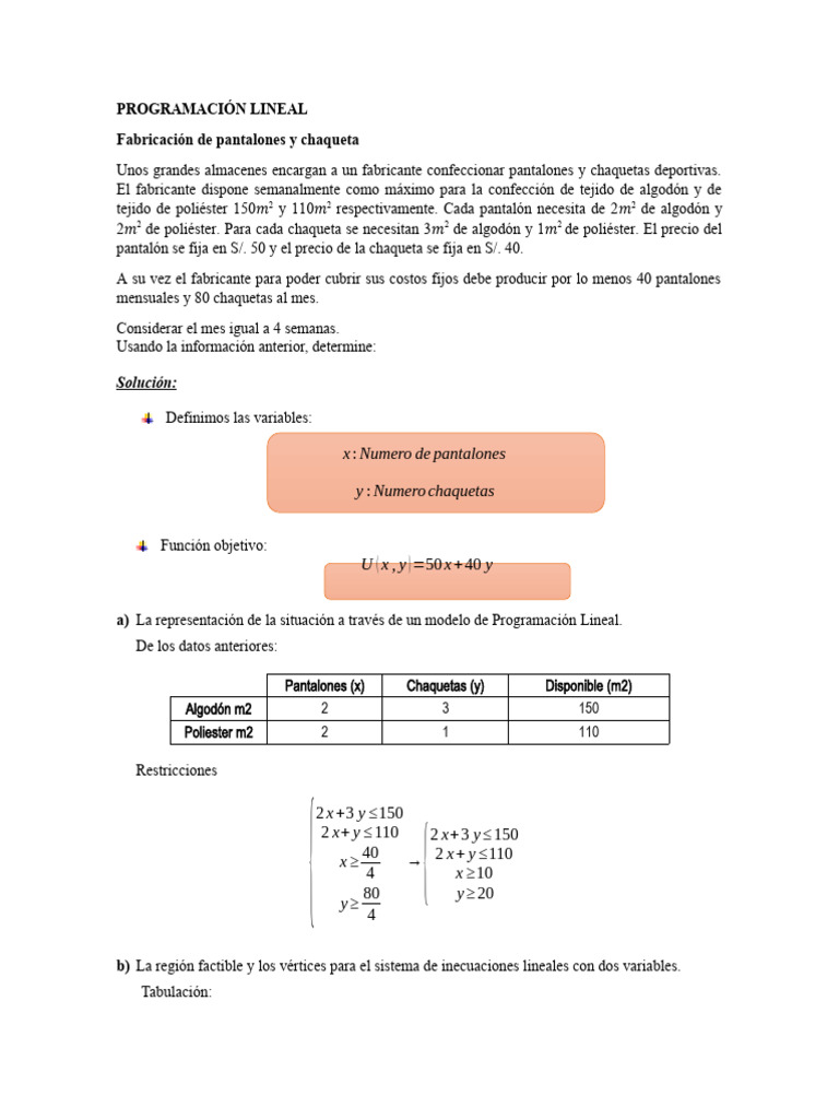 Programación Lineal | PDF | Programación lineal | Matemáticas Aplicadas