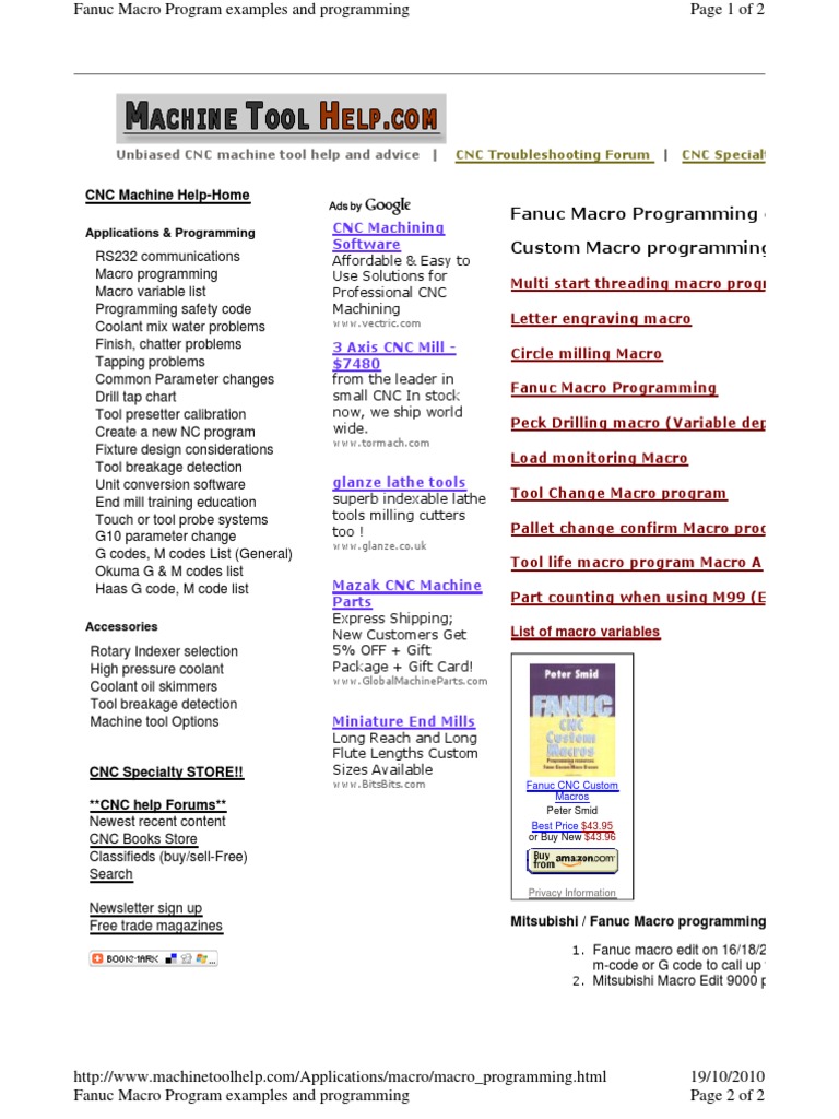 Macro Program Numerical Control Machining