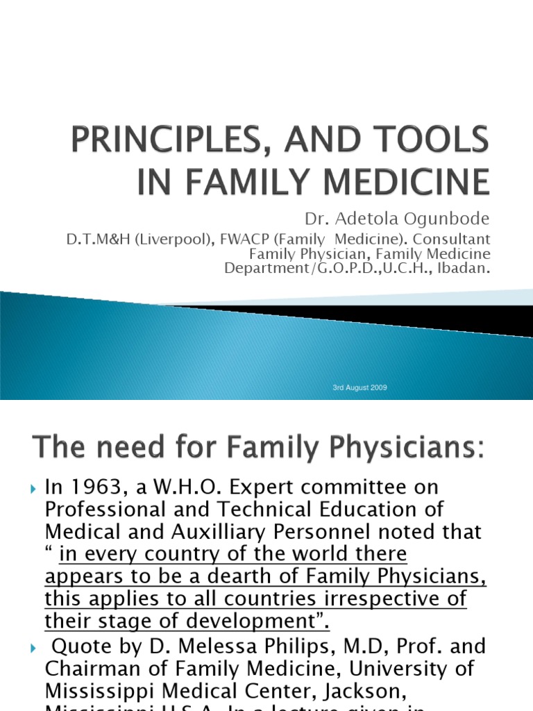 Principles of Family Medicine Overview | PDF | Family Medicine | Health ...