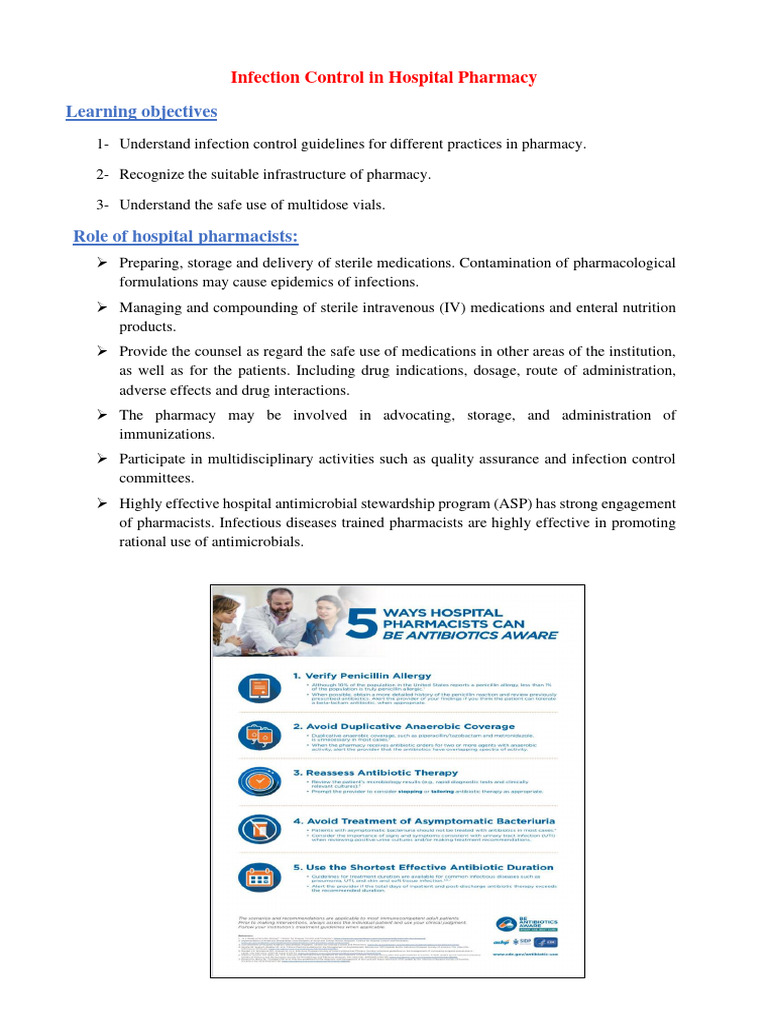 Infection Control in Hospital Pharmacy | PDF | Pharmacy | Infection