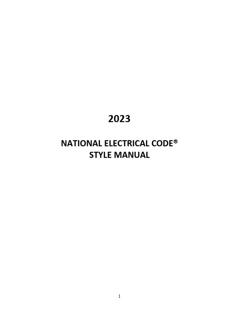 NEC Style Manual 2023 v2 PDF Electrical Wiring International System Of Units