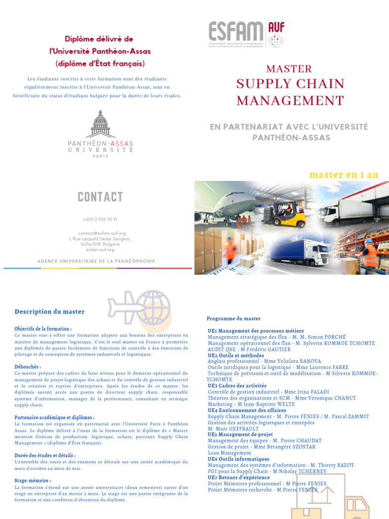 Master Supply Chain Management Assas | PDF | Logistique | Gestion de la ...