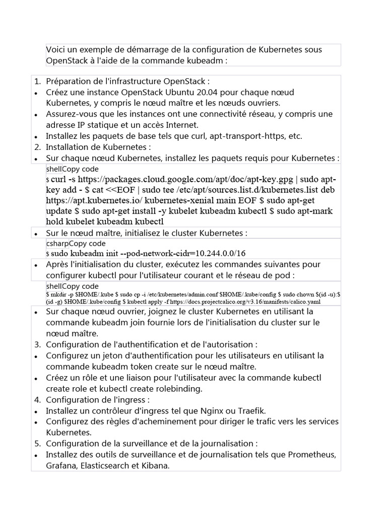 Configuration Kubernetes sur OpenStack | PDF | OpenStack | Protocoles ...