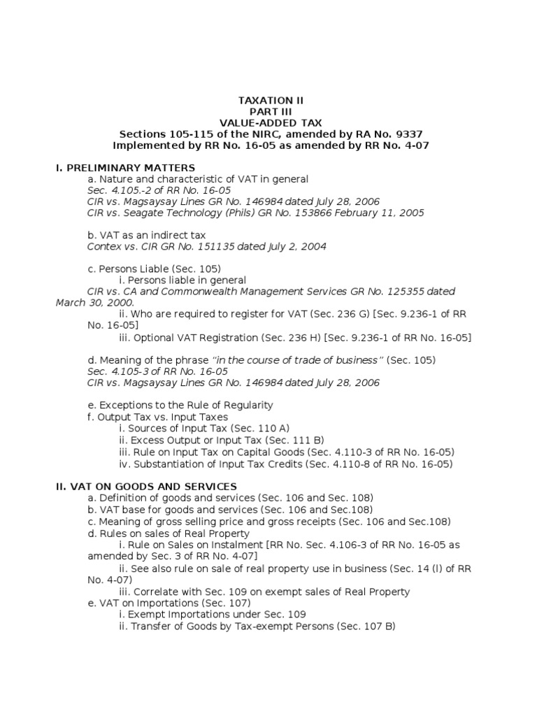 VAT Base and Regulations Overview | PDF