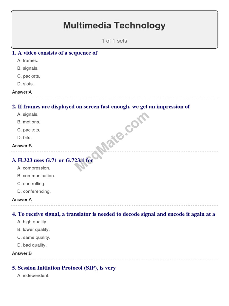 Multimedia-Technology (Set 1) | PDF | Computer Network | Session ...