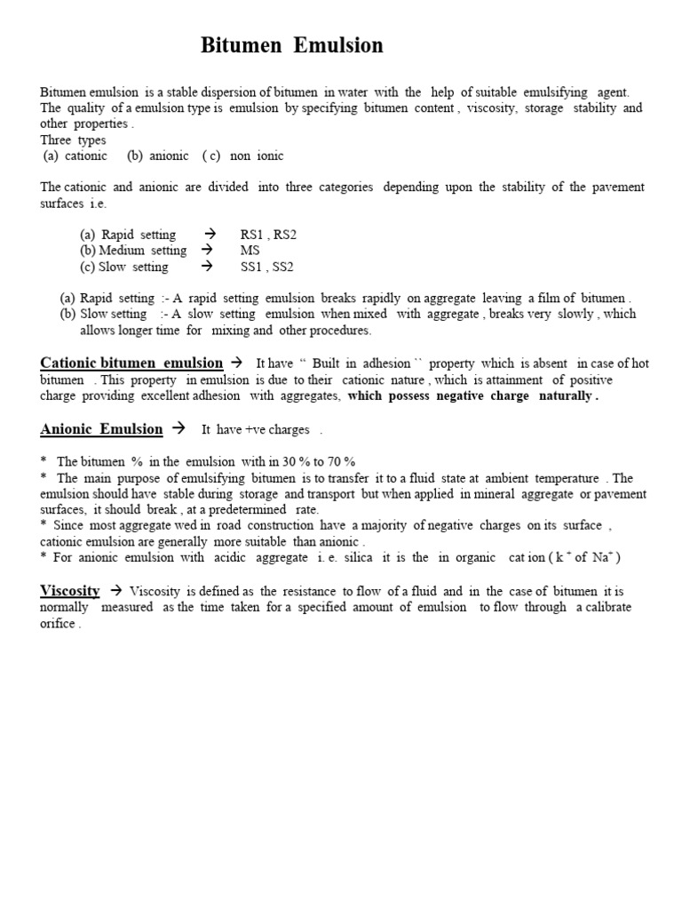 Bitumen | PDF | Ion | Emulsion